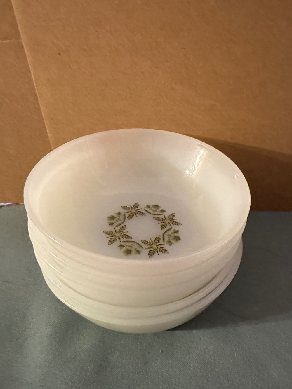Vintage Anchor Hocking Milk Glass "Meadow Breen" Bowls